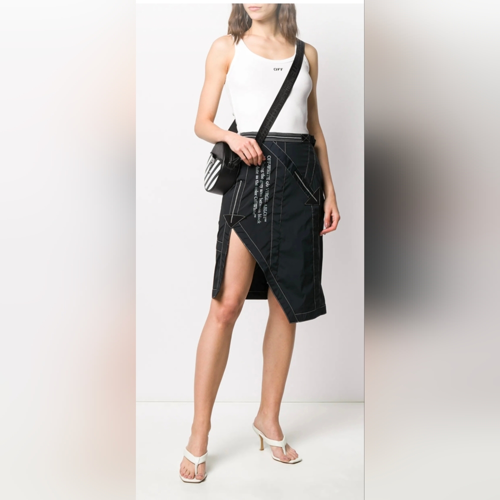 Off-White Black Women's Skirt With Contrast Stitching. - Picture 3 of 14